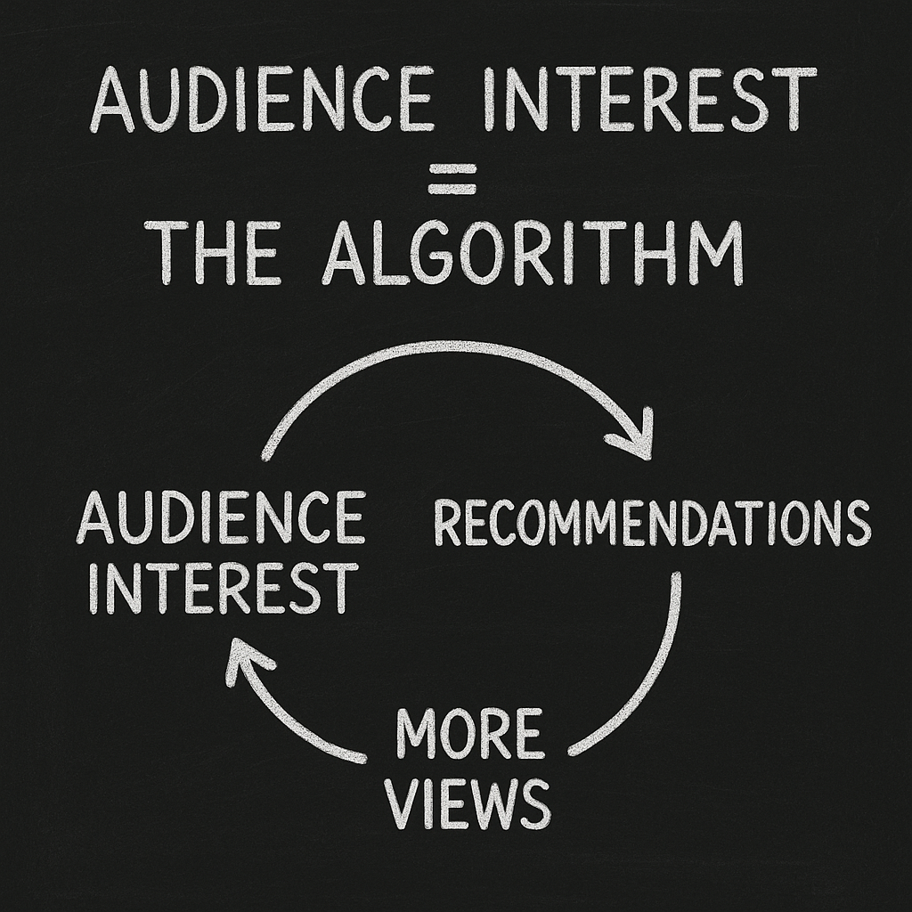 Diagram showing how audience interest drives the YouTube algorithm.