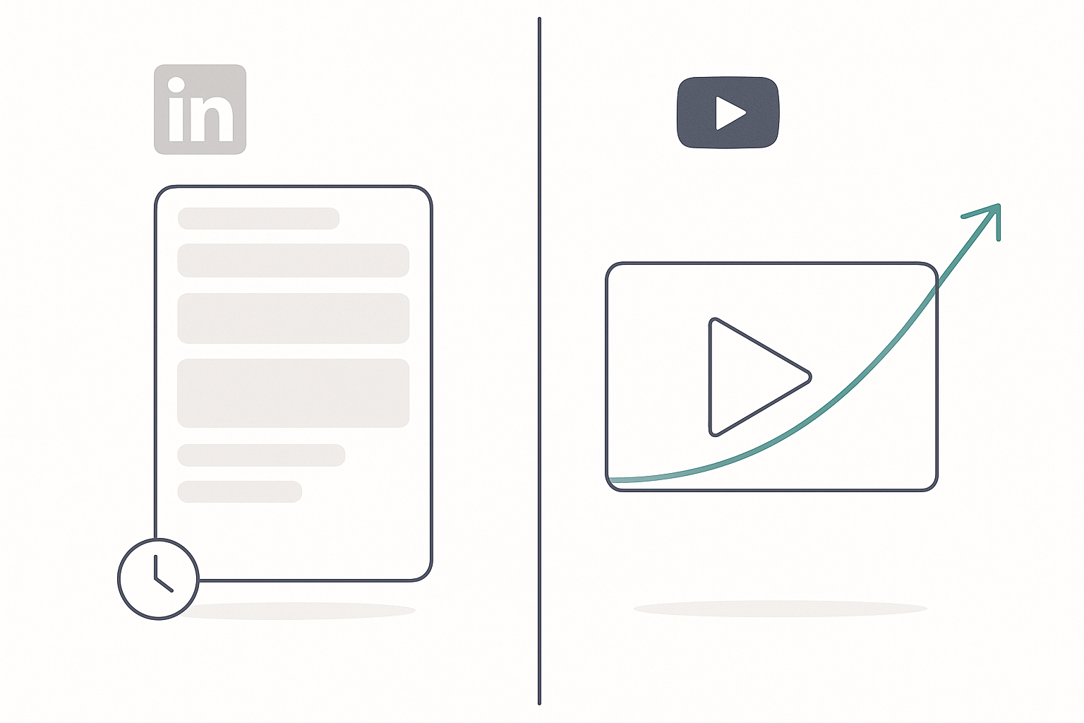 Comparison of content lifespan on LinkedIn vs YouTube.