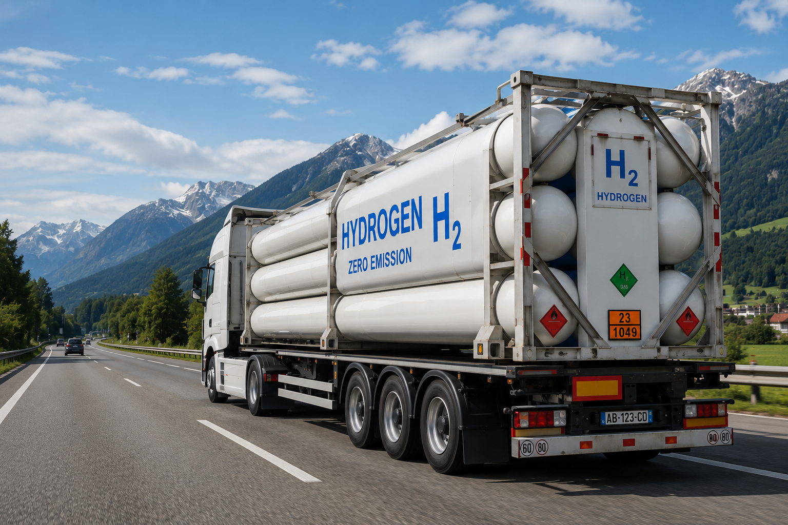 Hydrogen being transported to a heavy-duty vehicle refueling station