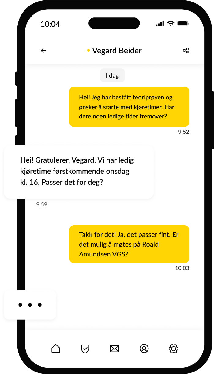 Fiktiv SMS samtale med elev
