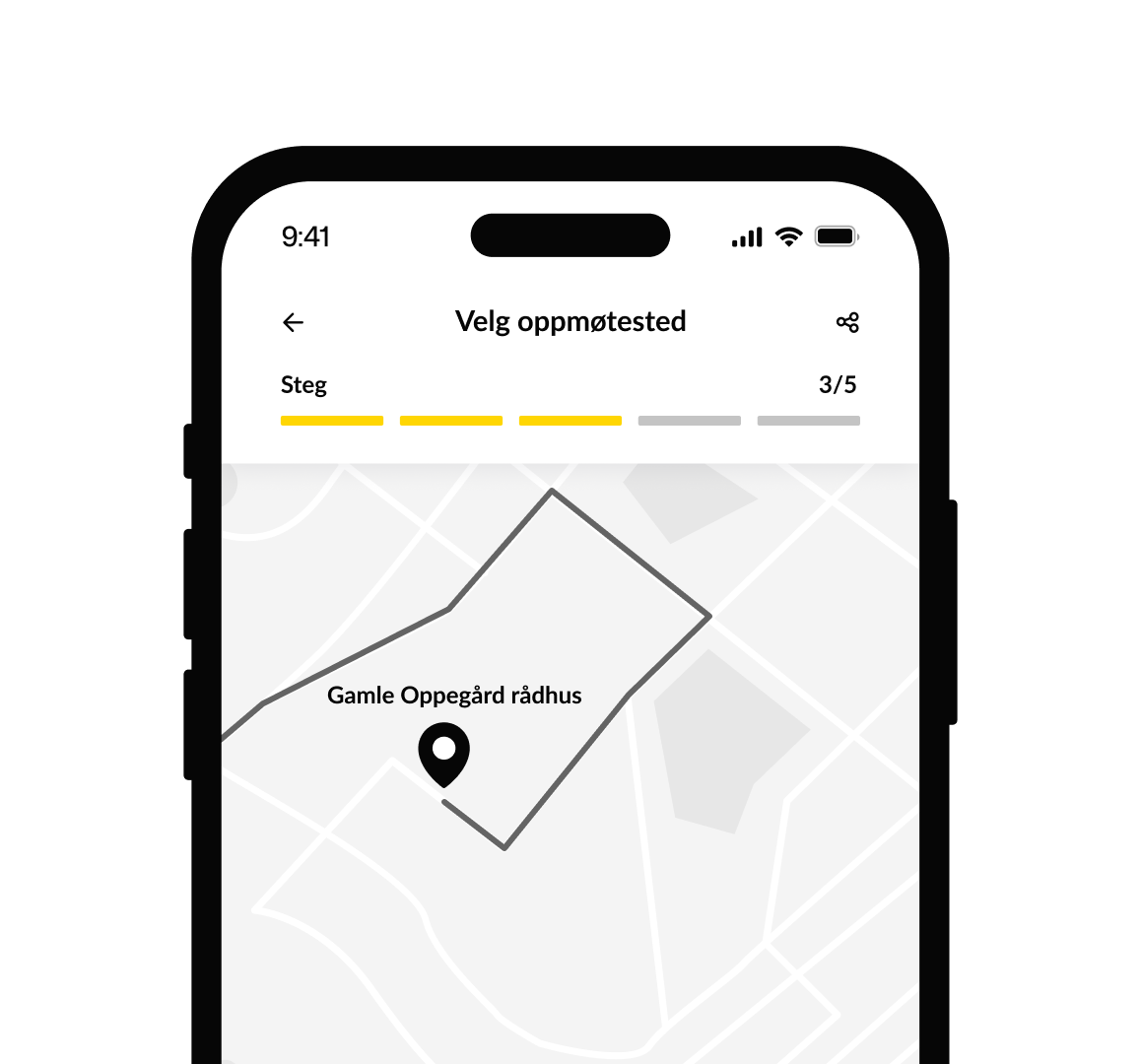 Velg oppmøtested i appen