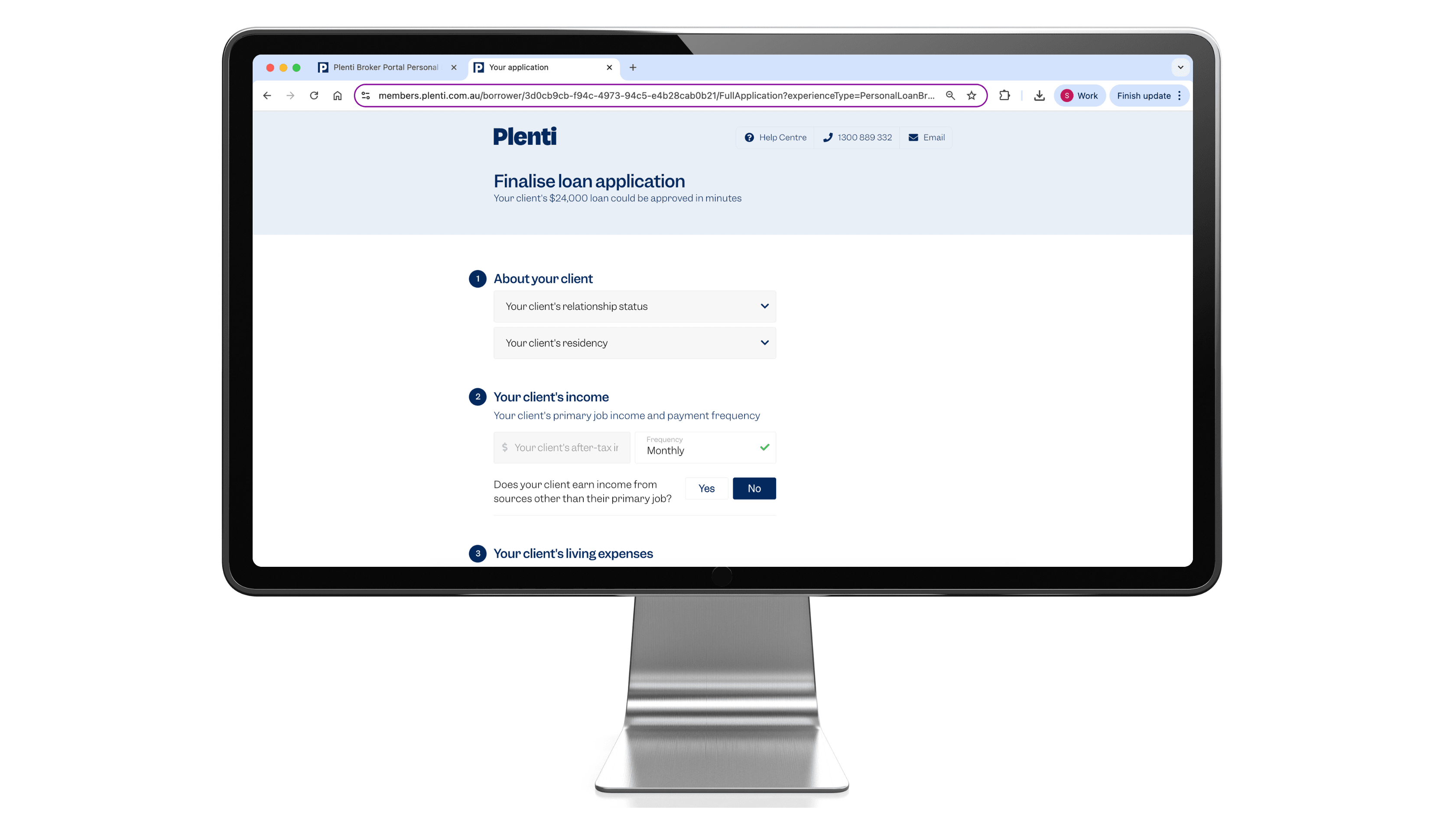 Broker finalising a car loan application