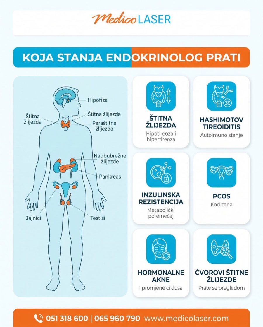 Koja stanja endokrinolog najcesce prati - infografika