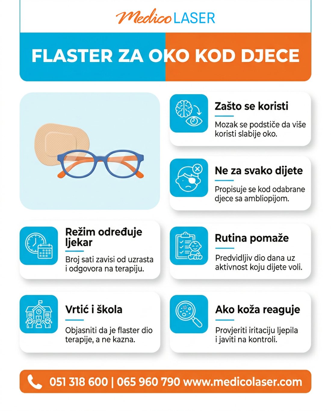 Flaster za oko kod djece: zašto se koristi, ko ga dobija, ko određuje režim i kako ga uklopiti u vrtić i školu
