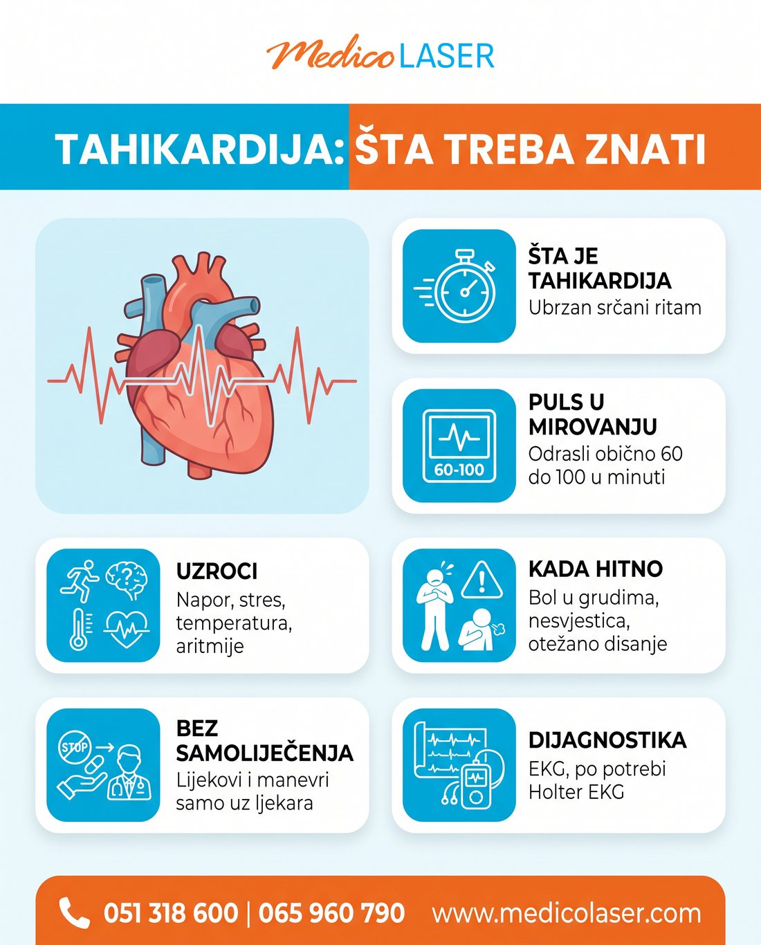 Šest činjenica o tahikardiji: šta je, puls u mirovanju, uzroci, kada hitno, bez samoliječenja i dijagnostika