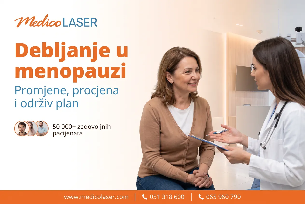 Debljanje u menopauzi, promjene i održiv plan u Medico Laseru