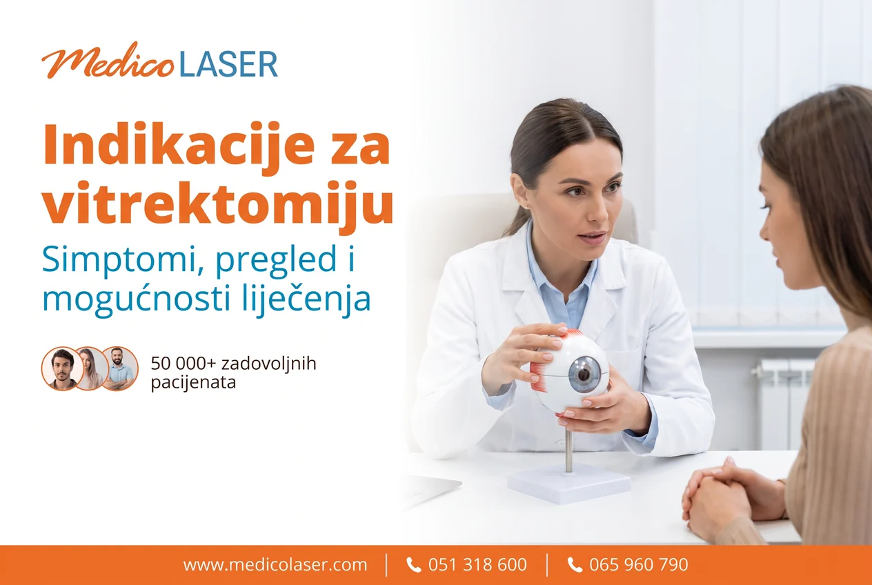 Oftalmološki pregled djevojčice - ljekar pregleda oko ručnim instrumentom