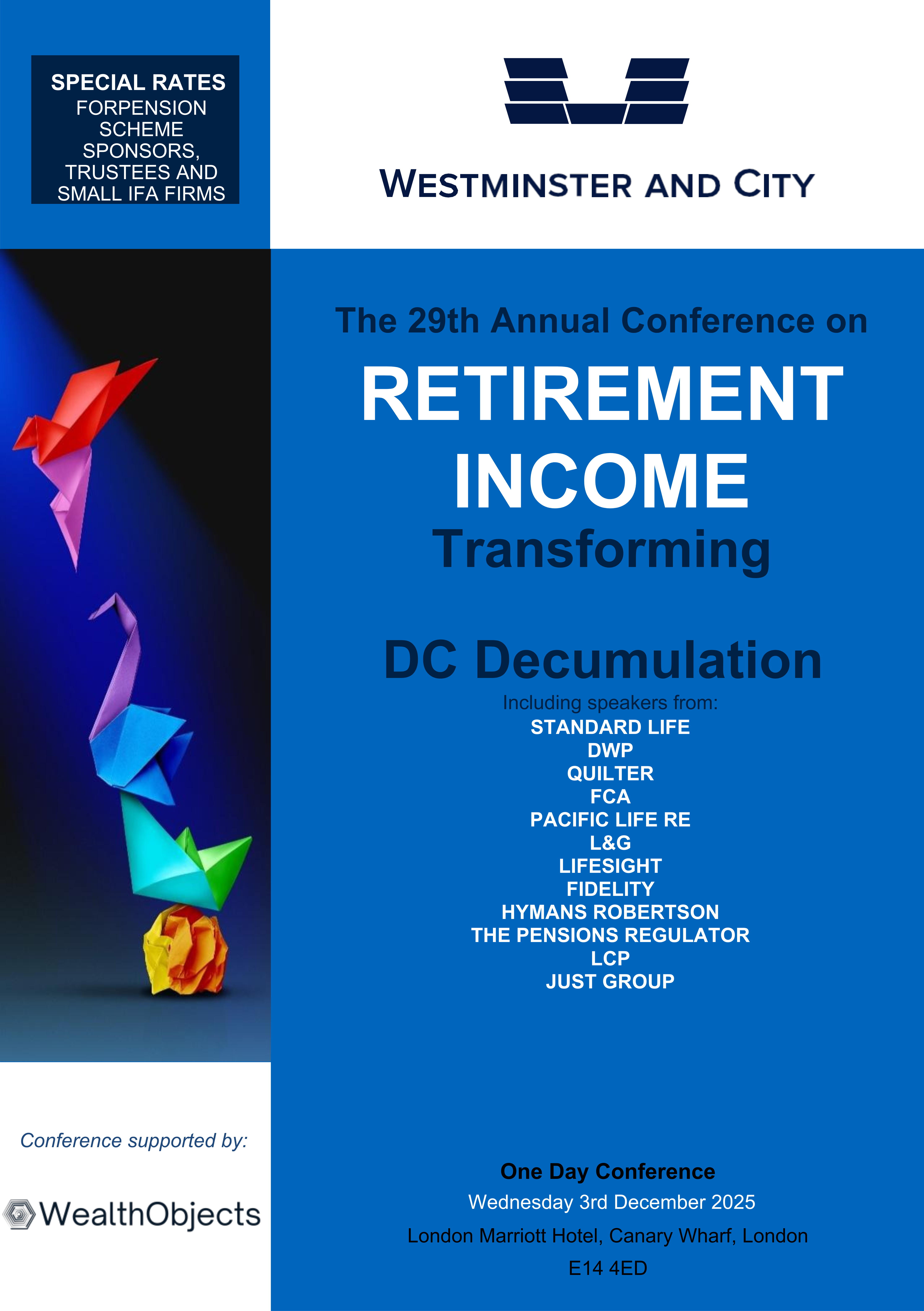 WealthObjects Sponsors the 29th UK Annual Conference on Retirement Income: Transforming DC Decumulation