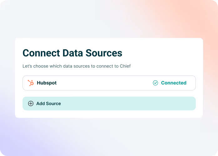 A screenshot of a user connecting Hubspot to Chief