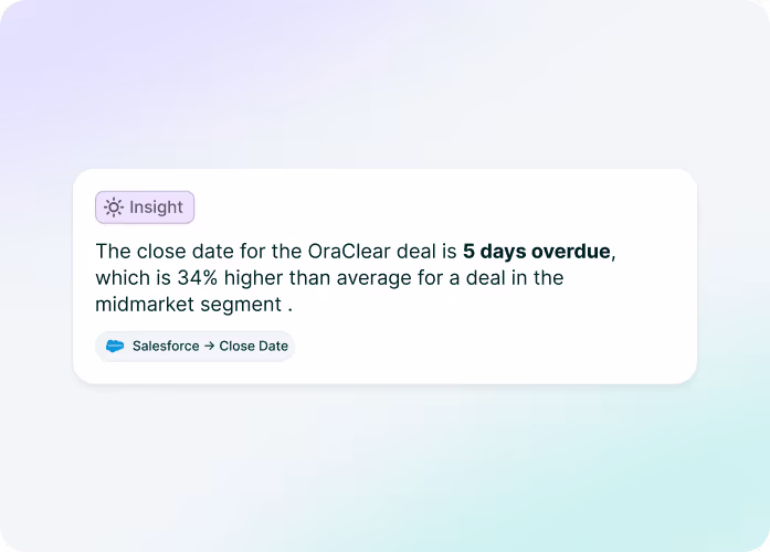 An insight from Chief about a deal with an overdue close date.