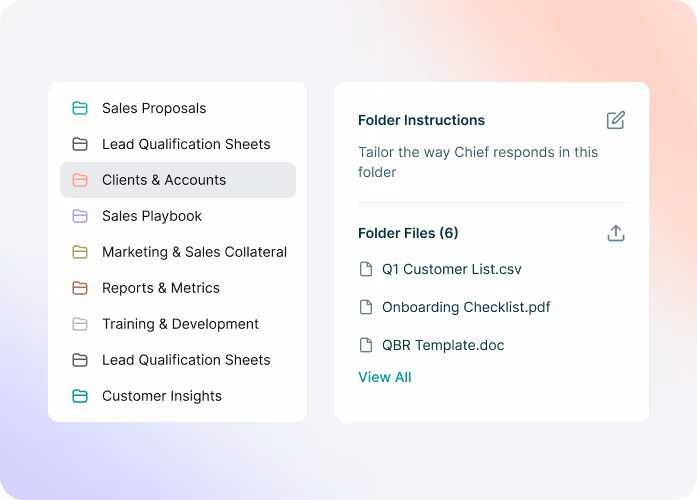 Customer context provided to Chief for better analysis