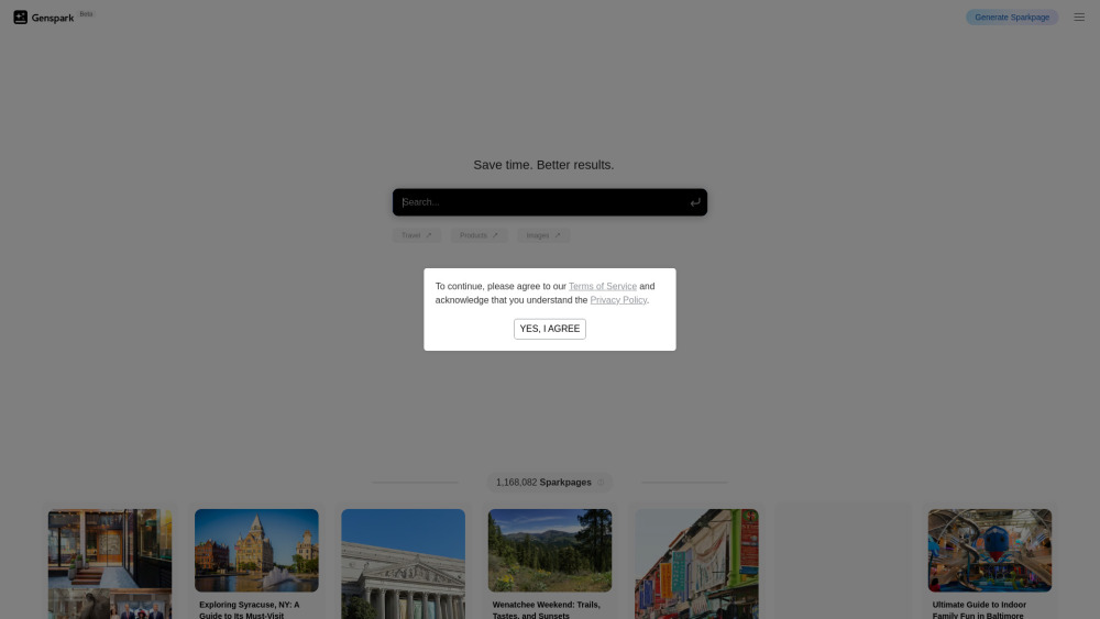 Genspark hoofdfoto met AI-elementen