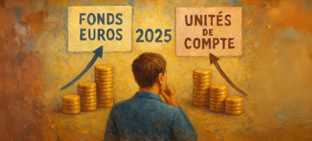 Investisseur comparant fonds euros et unités de compte sur tableau 2025