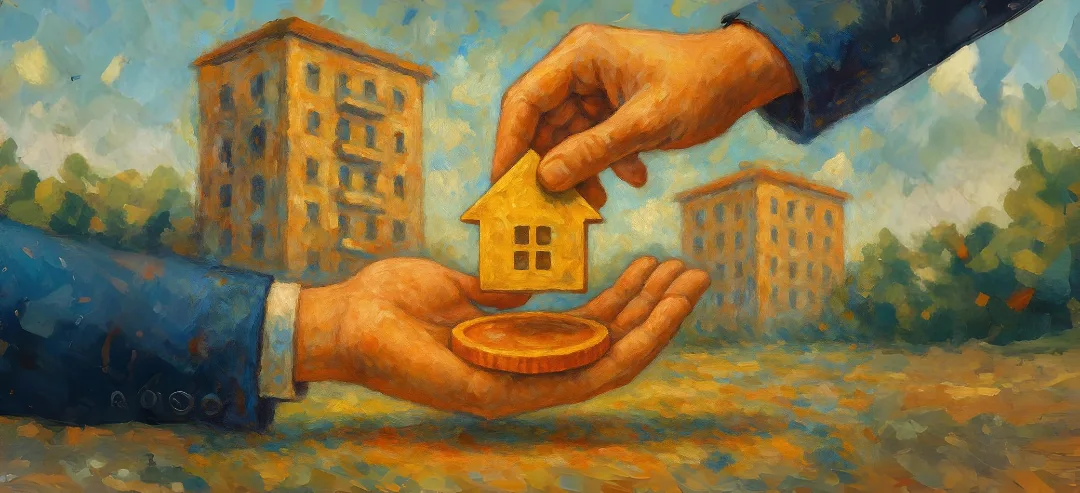 Transaction immobilière nue-propriété avec décote entre investisseur et vendeur échange bien immobilier contre argent