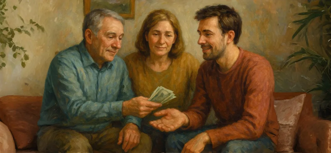 Parents prêtant argent à leur fils prêt familial reconnaissance dette transmission patrimoine familiale