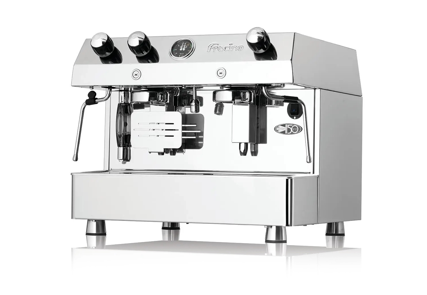 A white coffee machine sitting on top of a counter