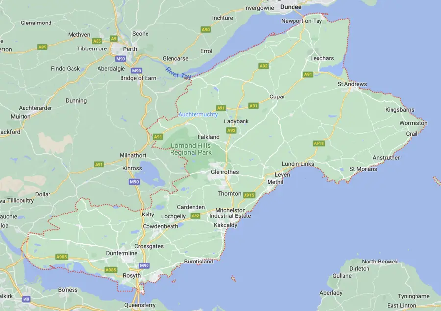 A map of a city with a lot of green squares