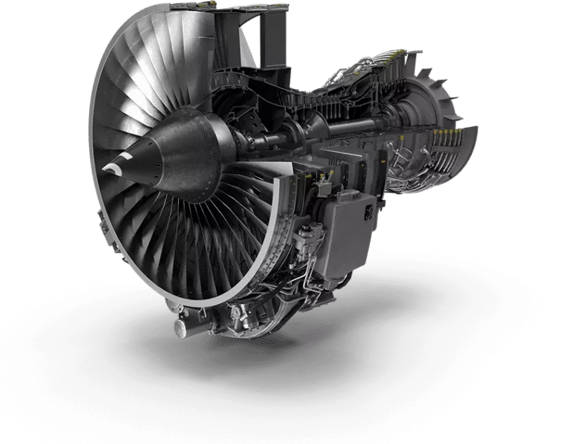A jet engine on a black background