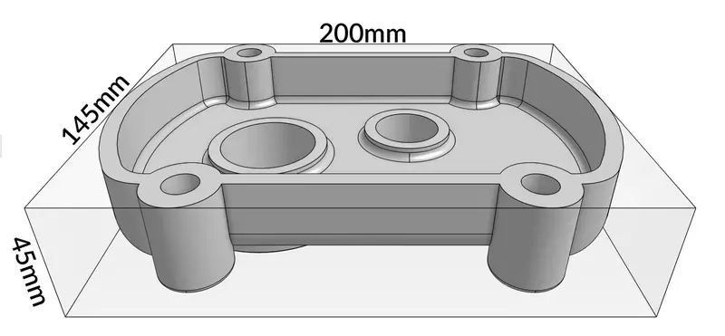 200x145x45 Aluminium Die Cast Part (Annotated)