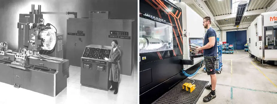 A man standing next to a machine in a factory