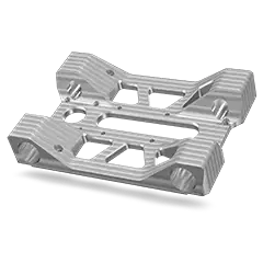 A pair of aluminum parts on a white background