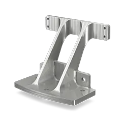 A metal stand with two metal brackets on it