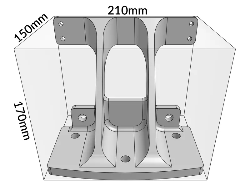 210x170x150 3 Axis CNC Machined Part (Annotated)