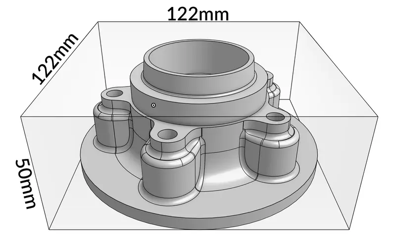 160x160x68 3 Axis CNC Machined Part (Annotated)