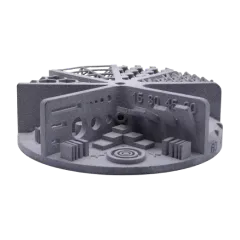 A silver metal object on a white background