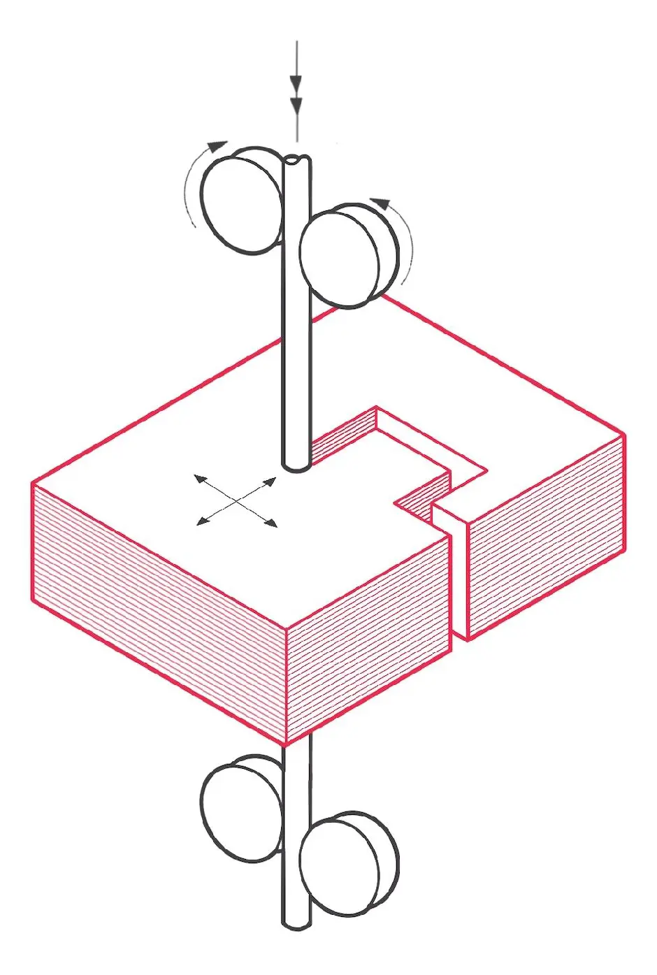 A drawing of a box with two balls in it