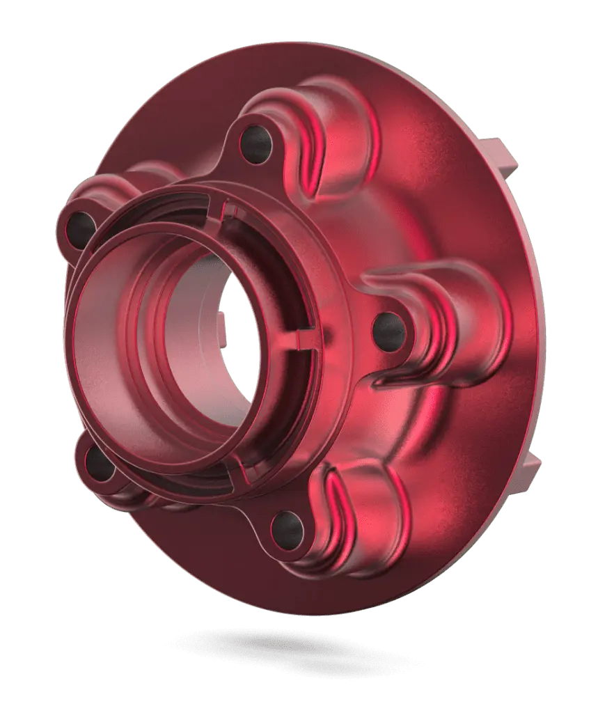 A red wheel hub for a motorcycle