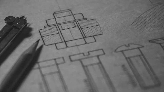 A drawing and a pen.