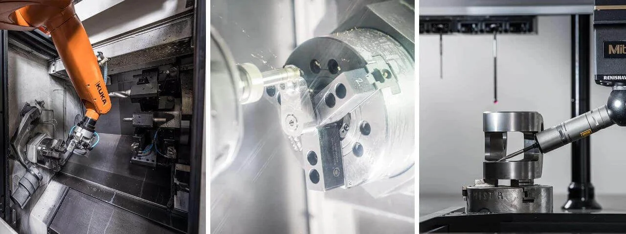 A grid of close-ups of a machine with a screw.