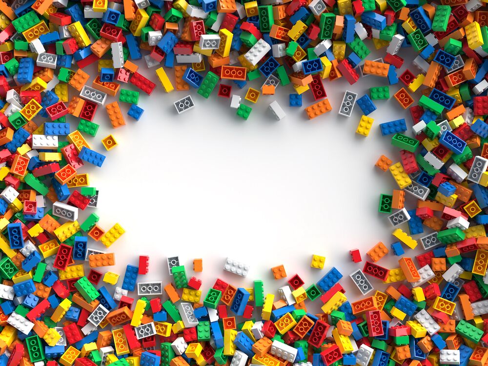 A group of legos with a white background