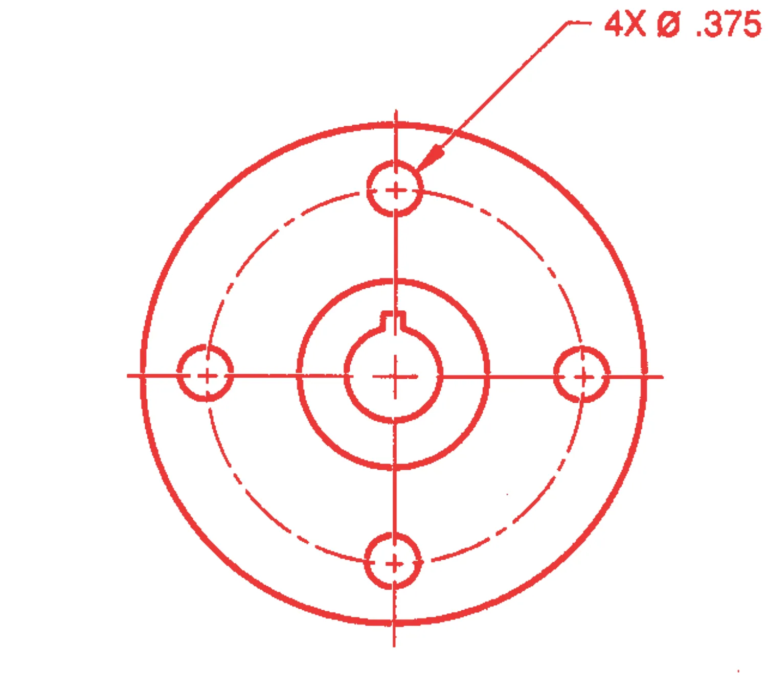 A drawing of a target with four circles
