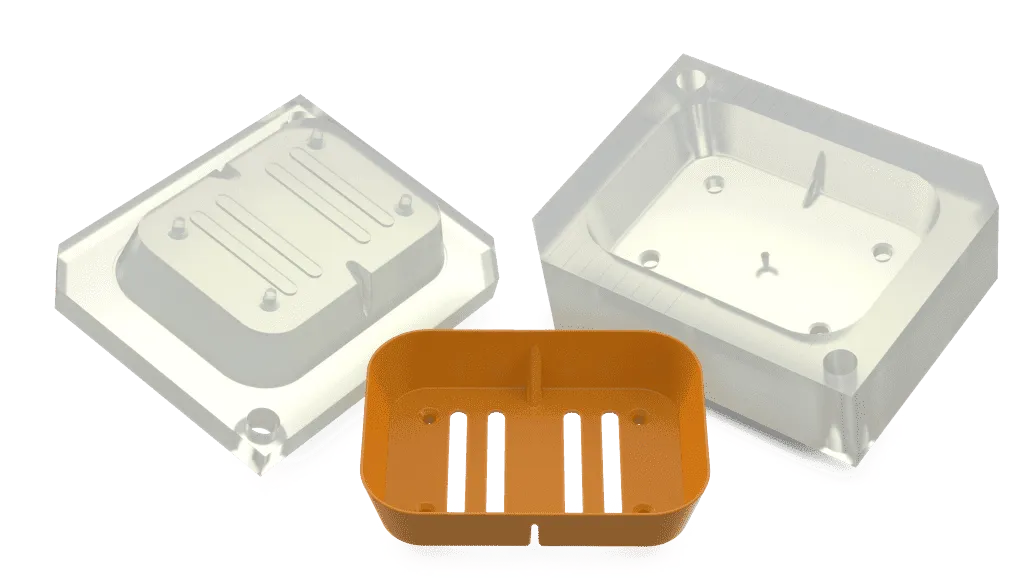 A plastic box with a plastic lid and a plastic tray with a plastic lid
