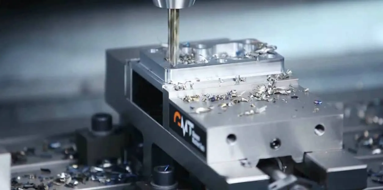 A close-up of CNC milling.