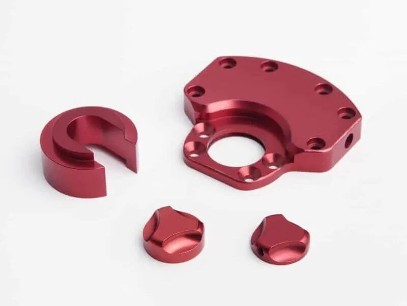 A group of red metal objects.