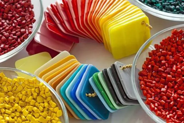 A group of colourful plastic beads in a circle
