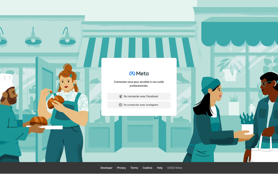 Page de connexion Meta