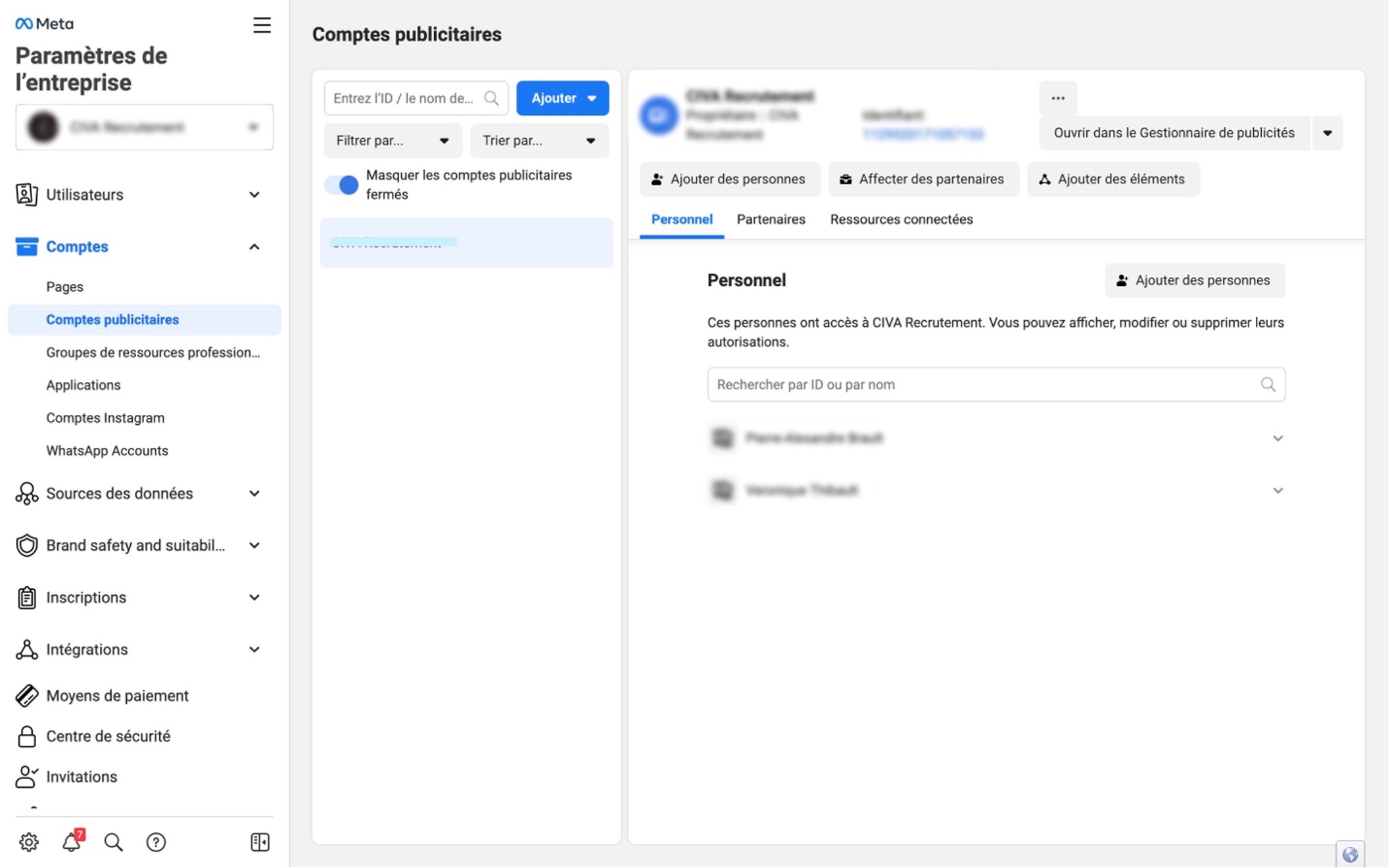 Créer un compte publicitaire dans Meta