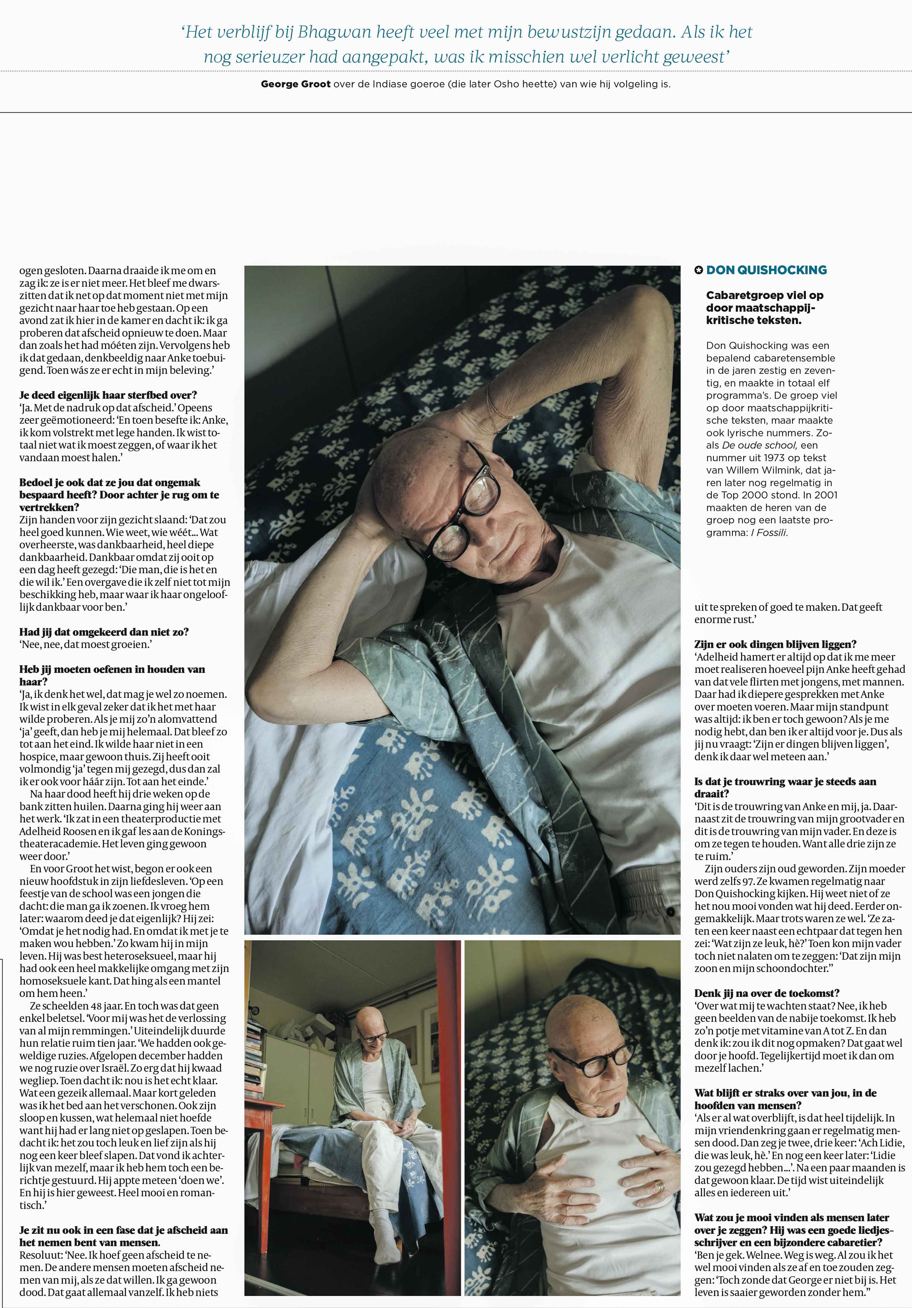 George Groot van Don Quishocking cabaretier docent over en net voor zijn dood gemaakt voor de Volkskrant 