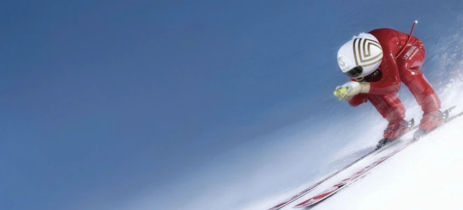 Speed skier in a tuck