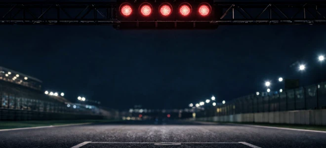 Race start lights at night