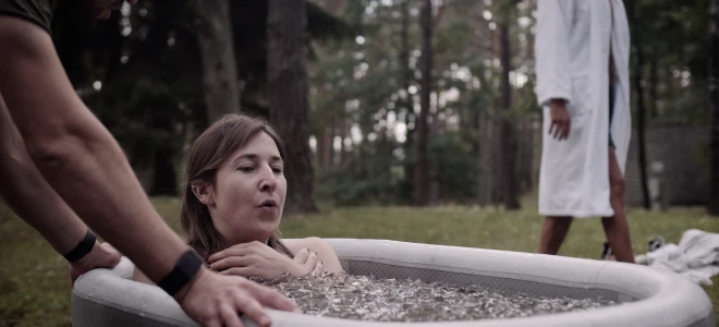 Person in an ice bath