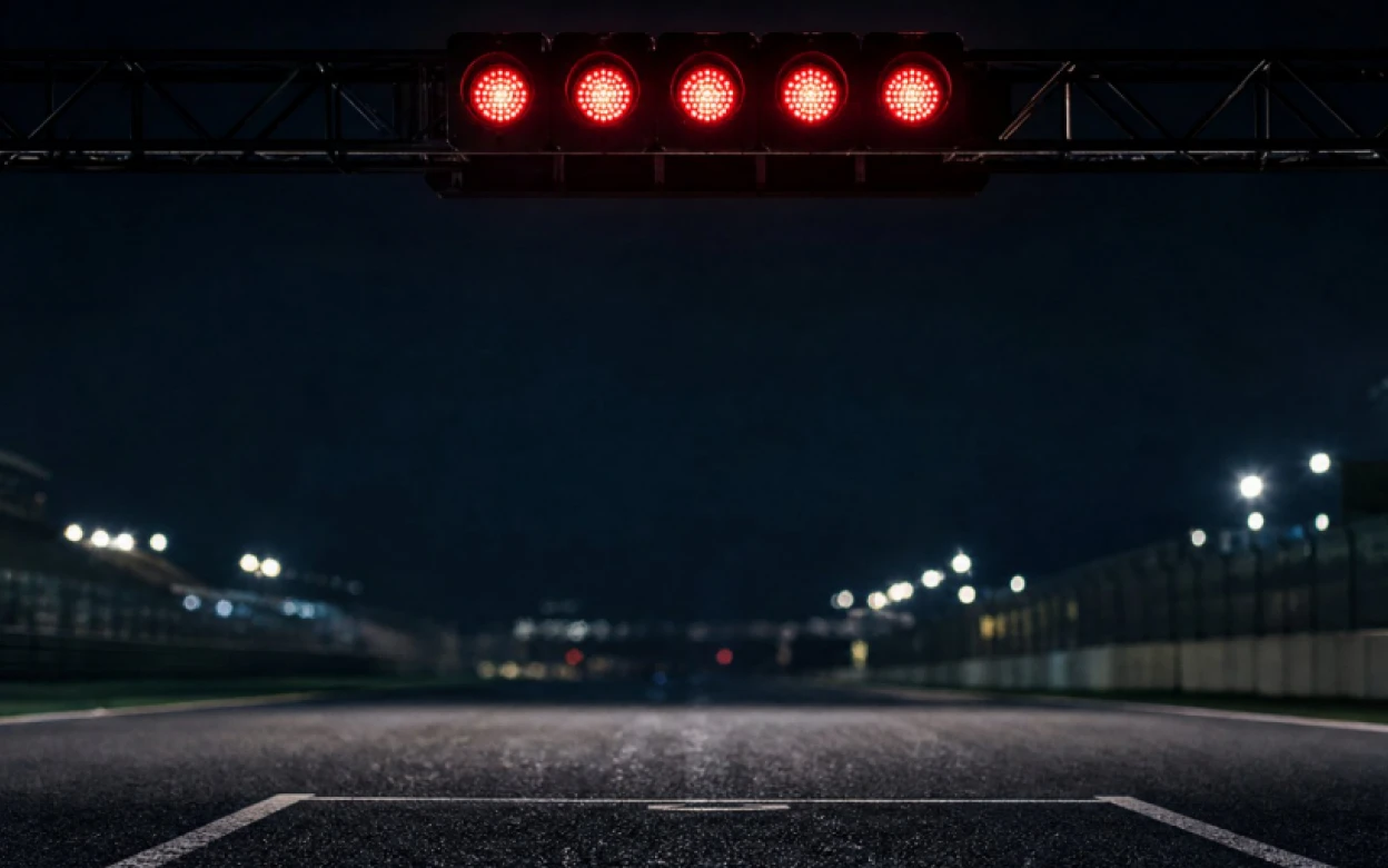 Race start lights, focus under pressure