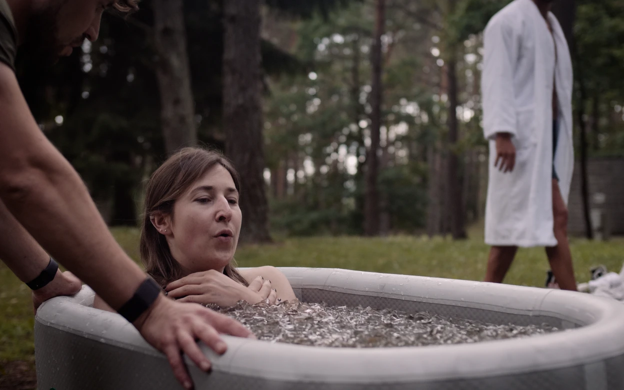 Participant in an ice bath
