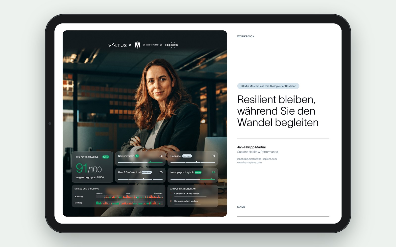 Workbook preview on an iPad