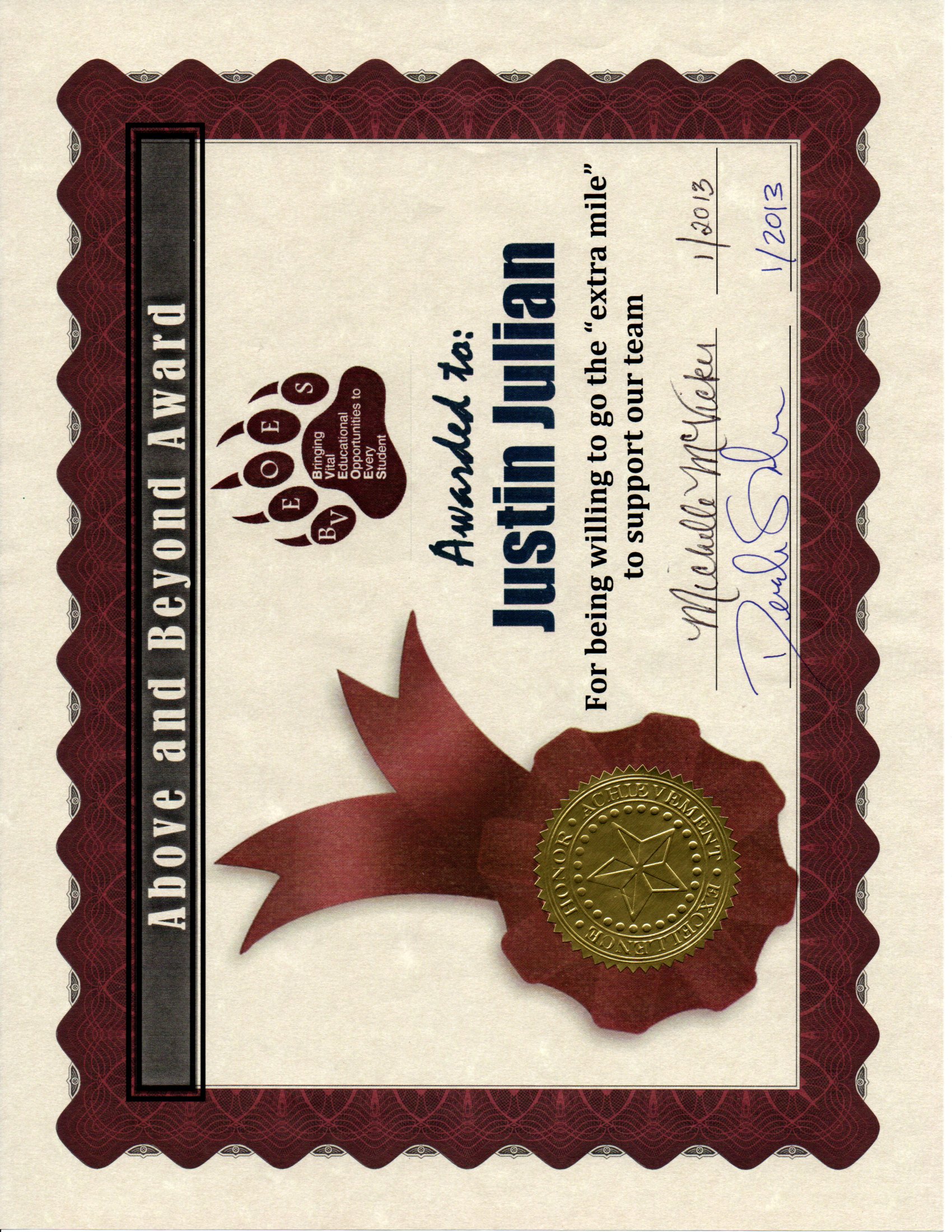 Certificate from 2012