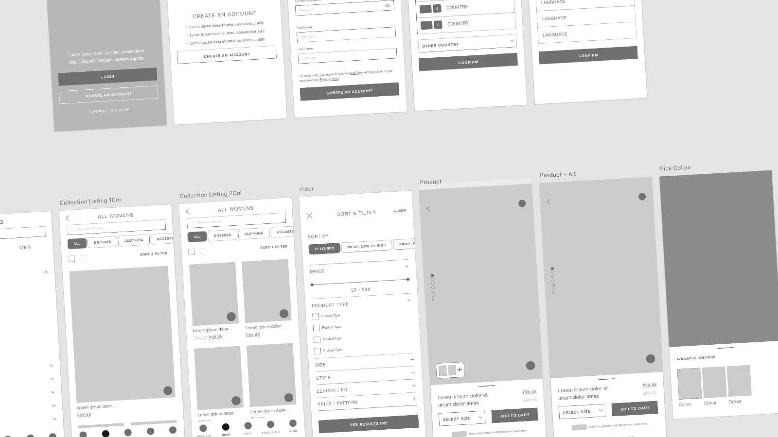 Disturbia Shopify Mobile App Wireframe